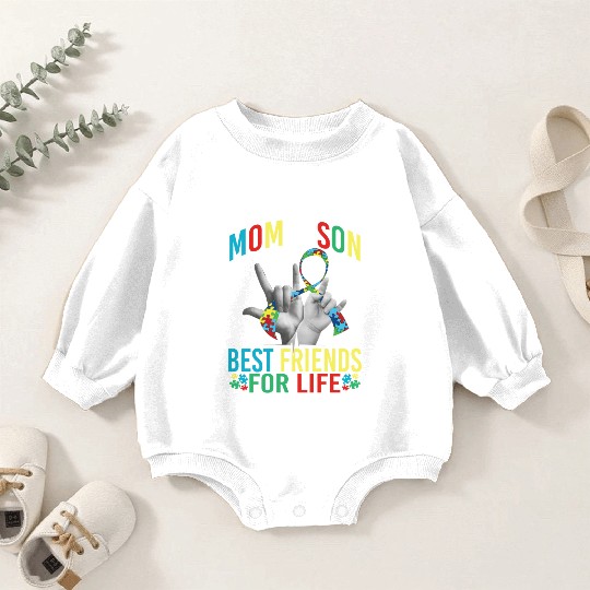 Mom And Son Best Friends For Life Autism Awareness Baby Romper Sweatshirts