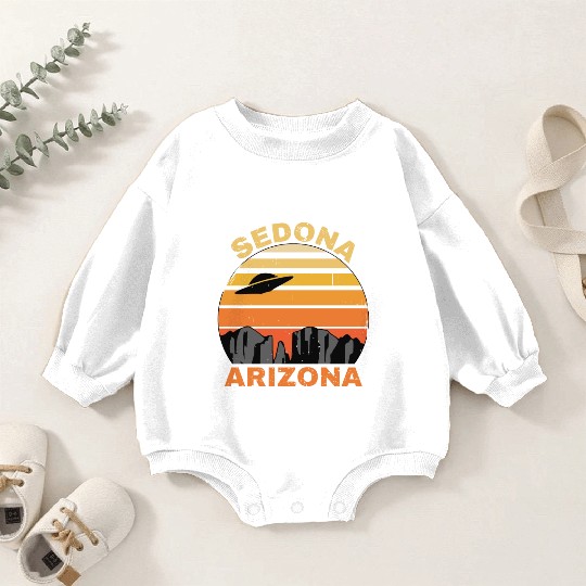 Sedona Arizonna Retro Sunset and UFO Baby Romper Sweatshirts