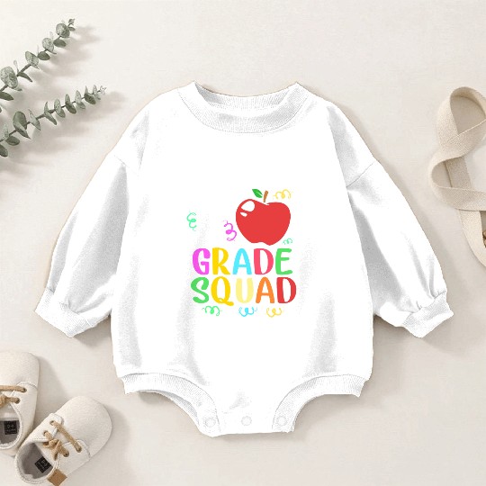 Apple Teacher First Grade 1st Grade Squad Baby Romper Sweatshirts