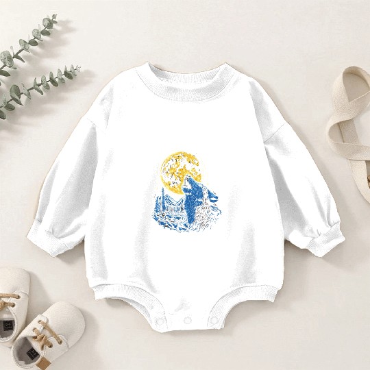 Wolf Moon Forest Wolves Nature Nature Liever Full Baby Romper Sweatshirts
