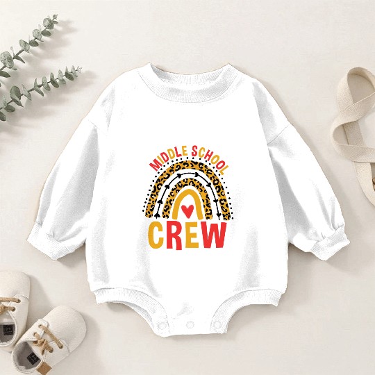 Back To School Leopard Middle School Crew Baby Romper Sweatshirts