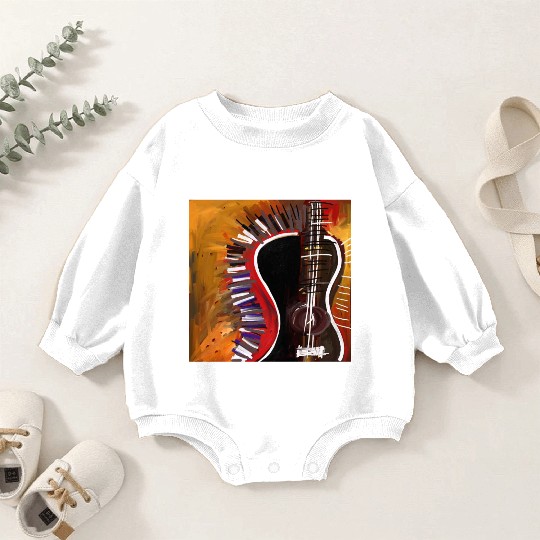 abstract colorful guitar painting Baby Romper Sweatshirts