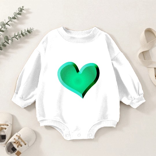 green heart icon glitter green Baby Romper Sweatshirts