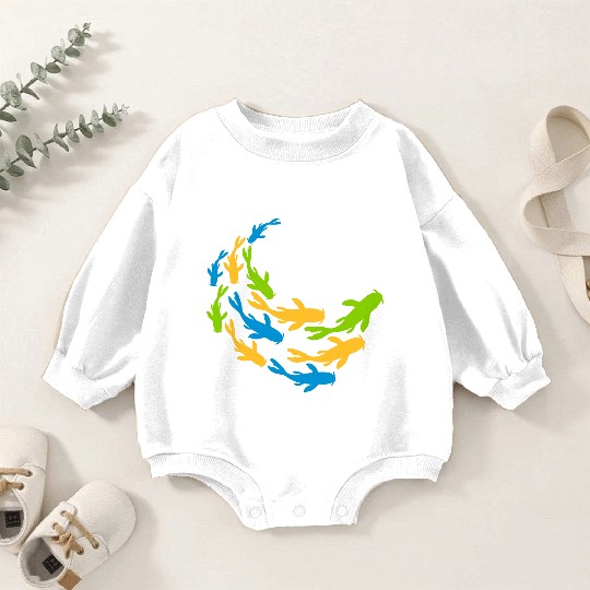 colorful shoal koi fish Baby Romper Sweatshirts