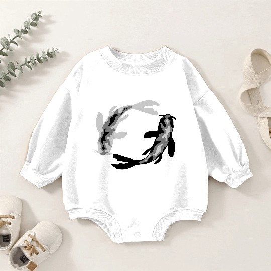 circle design 2 koi Baby Romper Sweatshirts