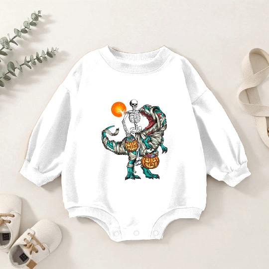Halloween Skeleton Riding Mummy Dinosaur Pumpkin Baby Romper Sweatshirts