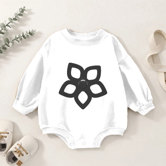 Metallic Silver Abstract Flower Cutout Petals Baby Romper Sweatshirts