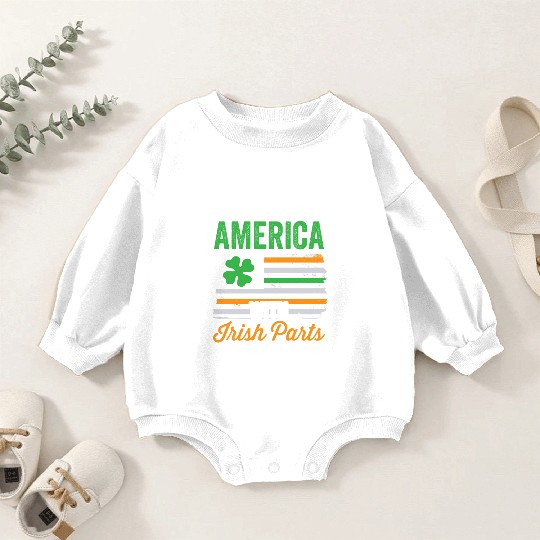 Made In America With Irish Parts Ireland Gaelic Baby Romper Sweatshirts
