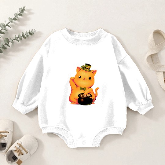 cat Irish Lucky Cat Baby Romper Sweatshirts