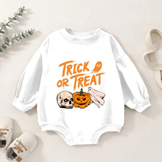 Halloween scary pumpkin head, skull and ghost Baby Romper Sweatshirts