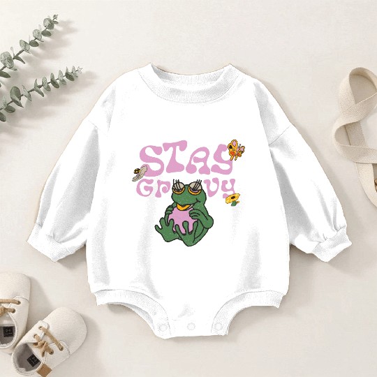 Stay Grvy - Pink Dark Green Typecentric Baby Romper Sweatshirts