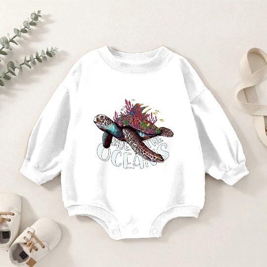 Save The Ocean Sea Turtle Reefs Cartoon Baby Romper Sweatshirts