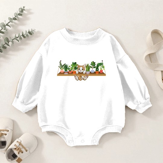 Playful Kitten Plant Owner Cat Lover Baby Romper Sweatshirts
