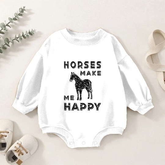 Horses horse lovers I love horses pony happy Baby Romper Sweatshirts