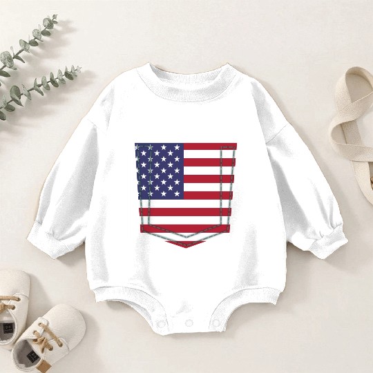 USA pocket flag Baby Romper Sweatshirts