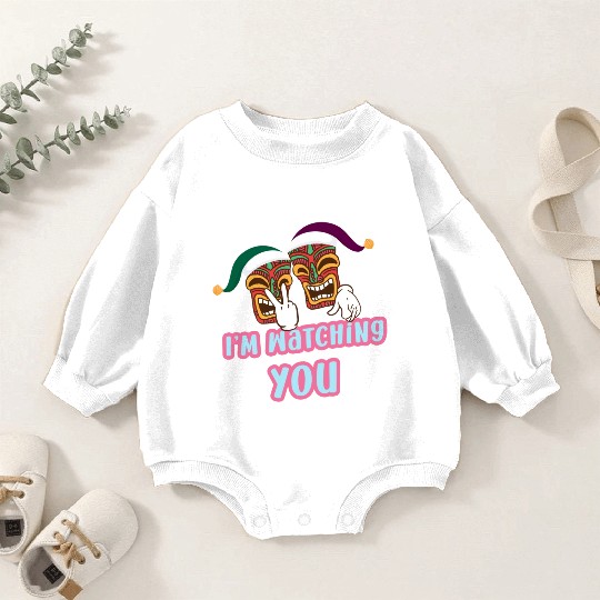 I'm Watching You Christmas In July Surfing Santa C Baby Romper Sweatshirts