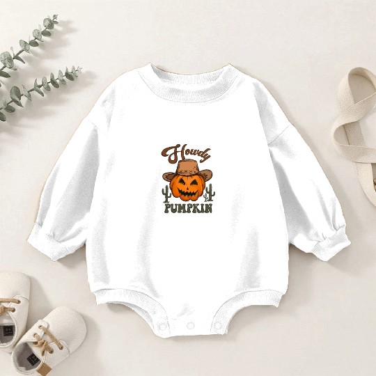 Fun Halloween Designs Howdy Pumpkin Baby Romper Sweatshirts