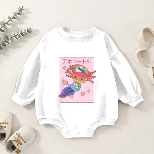 Kawaii Axolotl Strawberry Milk Gay Pride Baby Romper Sweatshirts