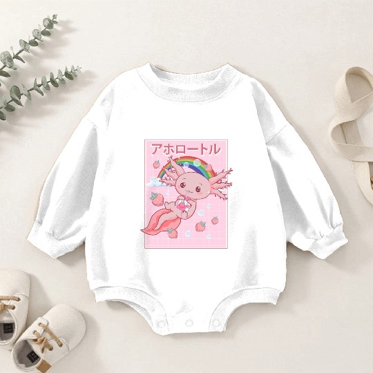 Kawaii Axolotl Strawberry Milk Baby Romper Sweatshirts