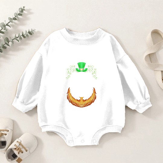Green Hat And Red Beard With Tribals For St. Baby Romper Sweatshirts
