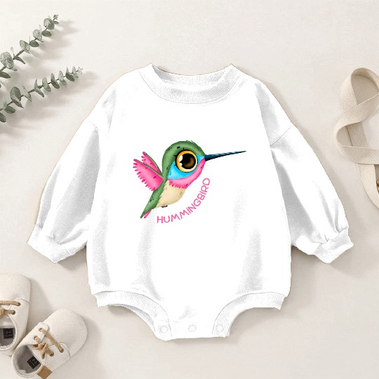 Pink Hummingbird Baby Romper Sweatshirts