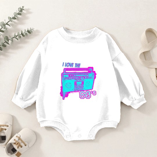 I Love the 80s Neon Spray paint Boombox spray can Baby Romper Sweatshirts