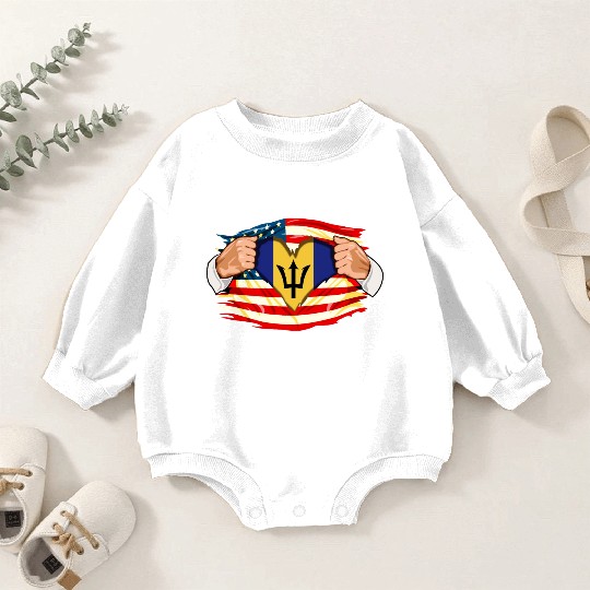 Barbados Who Live in America Barbadoan Flag Baby Romper Sweatshirts
