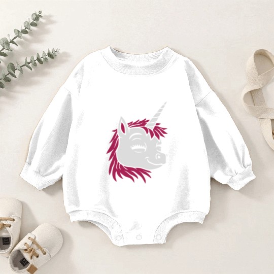 Cartoon face happy unicorn Baby Romper Sweatshirts