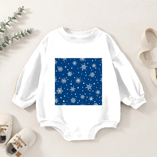 Modern Navy Blue Snowflakes Pattern Baby Romper Sweatshirts