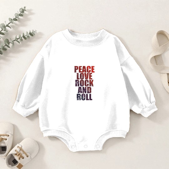 Peace Love Rock and Roll Music Style Guitar Baby Romper Sweatshirts