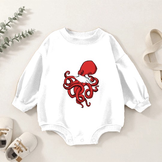 Scuba Diver Red White Flag Octopus Scuba Diving Baby Romper Sweatshirts