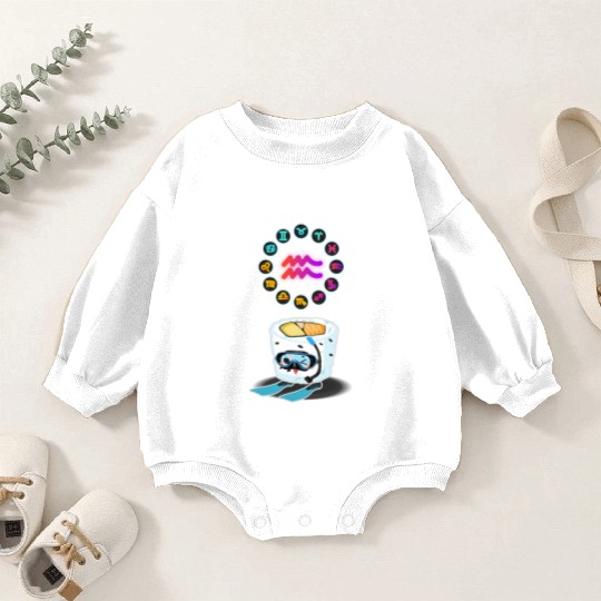 Japanese Sushi Funny Aquarius Zodiac Sushi Lover Baby Romper Sweatshirts
