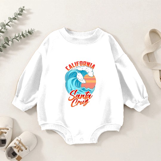 Santa Cruz California Waves Surf Beach Baby Romper Sweatshirts