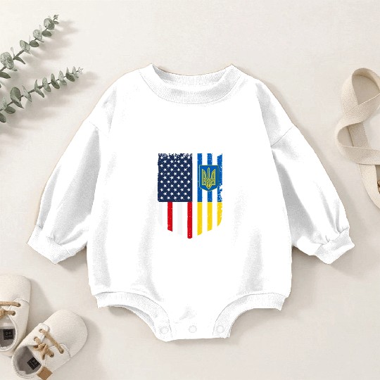 Fight Like Ukrainians Ukraine US Flag Baby Romper Sweatshirts