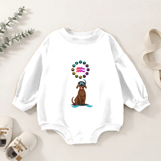 Funny Dog Lover Horoscope Aquarius Zodiac Sign Pun Baby Romper Sweatshirts