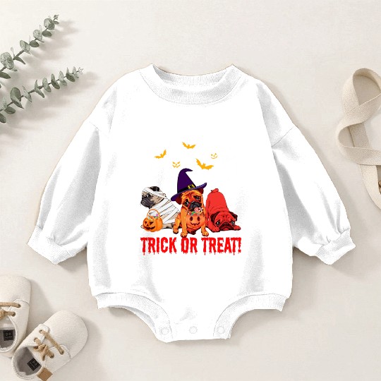 Trick Or Treat Pug Dog Halloween Baby Romper Sweatshirts