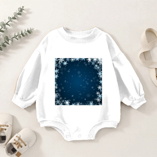 Navy Blue White Snowflakes Pattern Baby Romper Sweatshirts