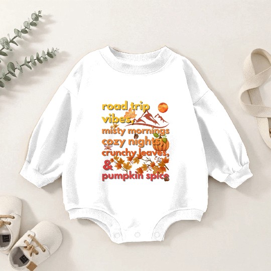 road trip vibes misty mornings cozy nights Baby Romper Sweatshirts
