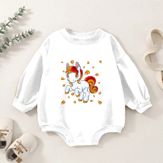 Halloween Unicorn Pony Candy Corn Halloween Baby Romper Sweatshirts