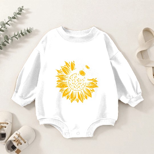 Womens Bumblebee Sunflower Springtime Save The Bee Baby Romper Sweatshirts