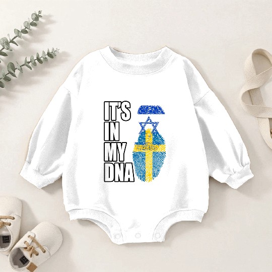 Israel And Swedish Mix Heritage DNA Flag Baby Romper Sweatshirts