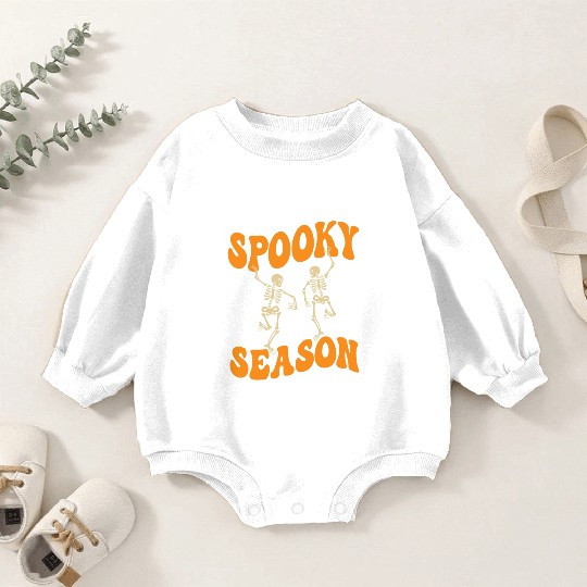 Cute Spooky Season Dancing Skeletons Halloween Baby Romper Sweatshirts