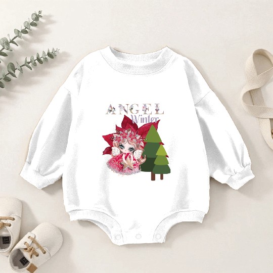 Winter Angel Christmas Tree Poinsettia Baby Romper Sweatshirts