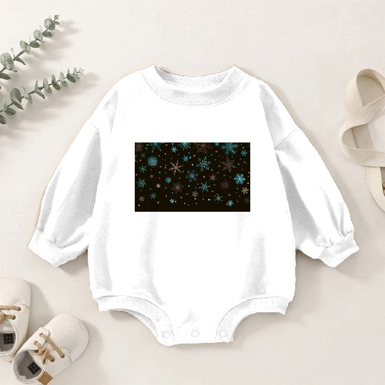 Elegant Snowflakes Black Blue Silver Baby Romper Sweatshirts
