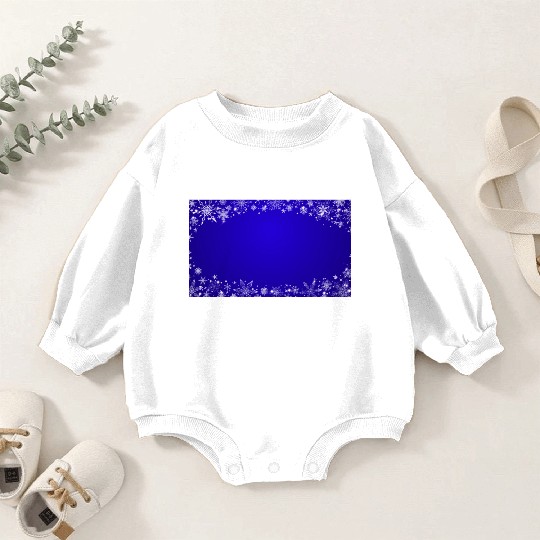 Modern Navy Blue Snowflakes Pattern Baby Romper Sweatshirts