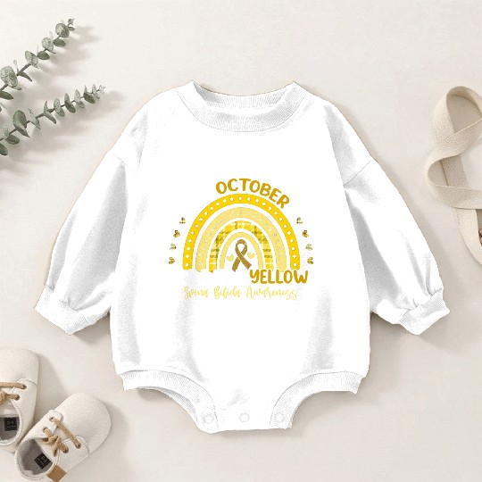 In October We Wear Yellow Spina Bifida Awareness Baby Romper Sweatshirts