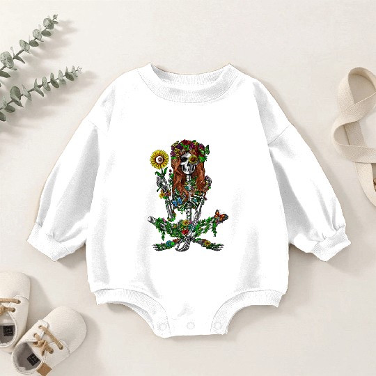 Skeleton Hippie Psychedelic Sunflower Nature Flora Baby Romper Sweatshirts