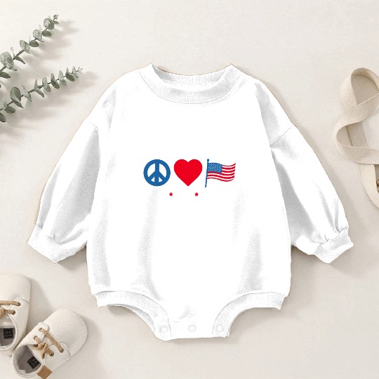 Peace Love America US Flag Independence Baby Romper Sweatshirts
