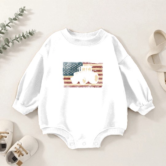 Farming Farmer American Flag Us Baby Romper Sweatshirts