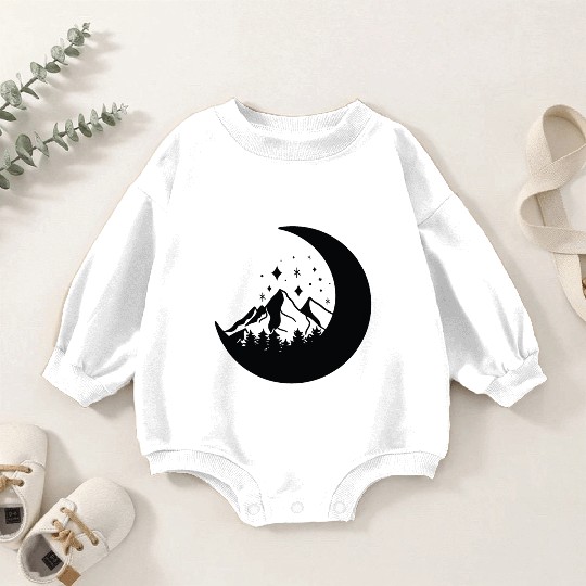 Mountains in the moon Full moon Baby Romper Sweatshirts